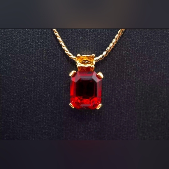 DIOR Christian Dior CD Red Ruby Stone Necklace - Picture 3 of 7